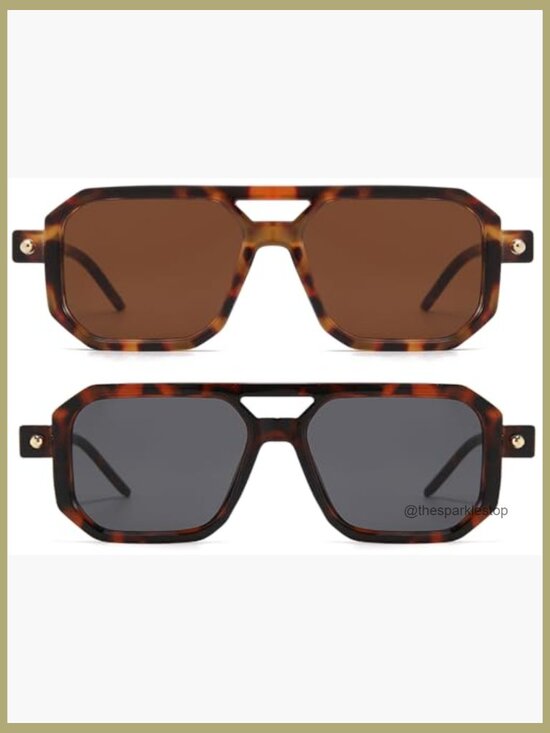 Vintage Retro Aviator Square Sunglasses with UV Protection main image 6